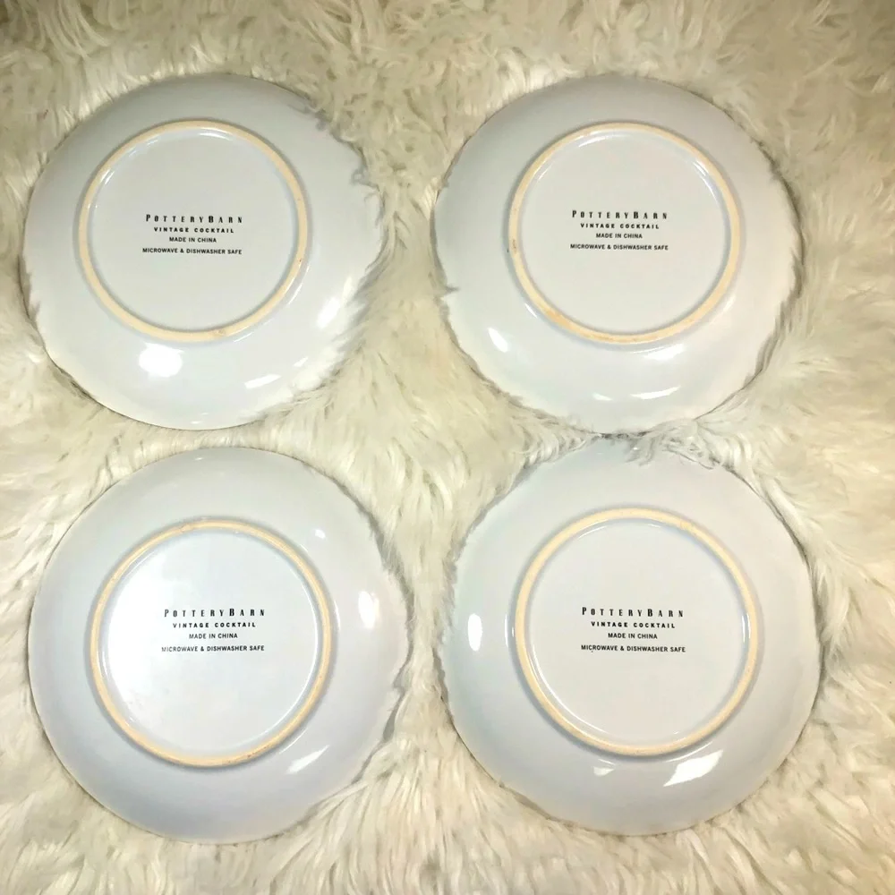 Pottery Barn Cocktail Plates Set of 4 Vintage Art Deco